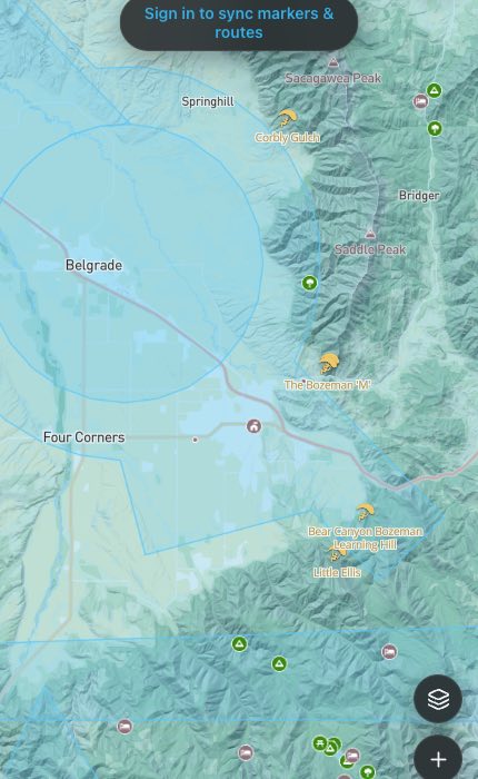 Controlled airspace around Bozeman